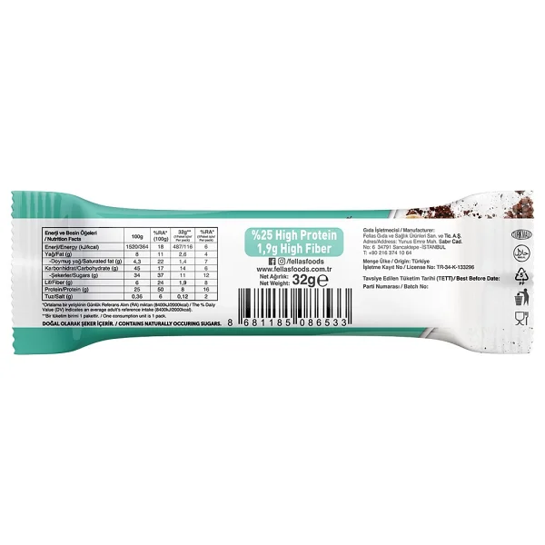 Fellas Protein Bar (32 G) Süper İkili Kutu - 24 Adet (Duble Kakaolu X 12 + Fındıklı Ve Kakaolu X 12) - Görsel 6