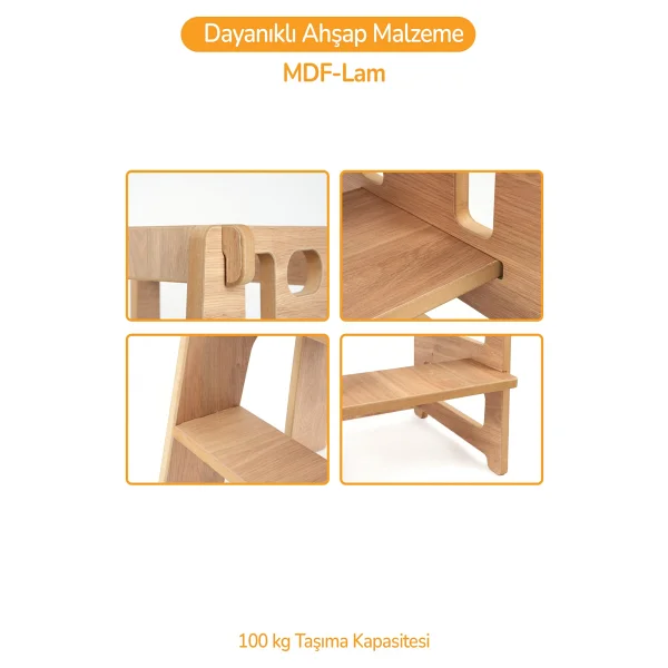 Rozitoys Ahşap Montessori Çocuk Öğrenme Kulesi Merdiveni - Görsel 4