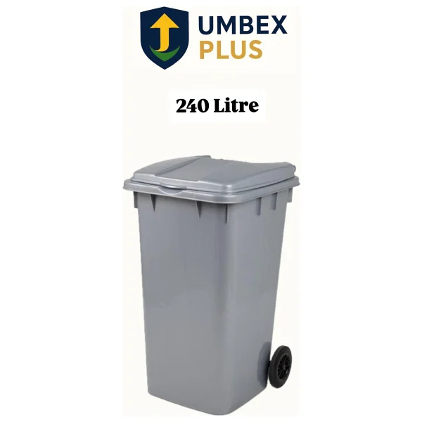 Plastik Metal Pedallı Çöp Konteyneri 240 Litre Konteyner - Isıya Dayanıklı Malzeme - - Gri - Görsel 2
