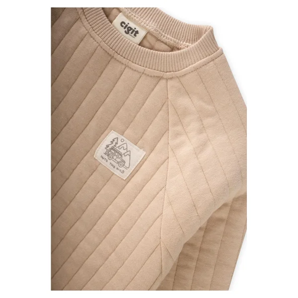 Cigit Kapitone Sweatshirt Takım 1-7 Yaş Bej - 12 - 18 Ay - Görsel 4