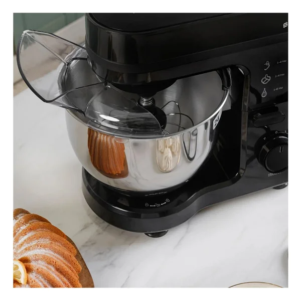 Emsan 1500 Watt Profesyonel Mutfak Şefi Stand Mikser 5 Litre Paslanmaz Çelik Hazneli Sıçratma Önleyici Kapaklı Çiğ Köfte Ve Hamur Yoğurma Makinesi - Siyah - Görsel 9