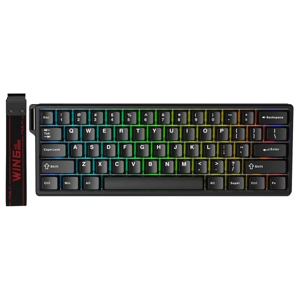 Aula Win60 He Manyetik Klavye Rapid Trigger Graywood Switch 8000hz RGB Tkl Hot Swap Oyuncu Klavyesi Siyah - Görsel 9