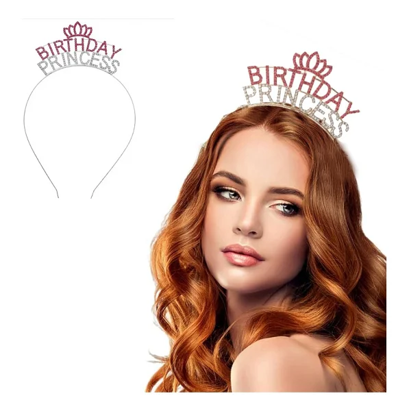 Kristal Tasli Pembe Birthday Princess Yazili Parti Taci 19x11 Cm - Görsel 10
