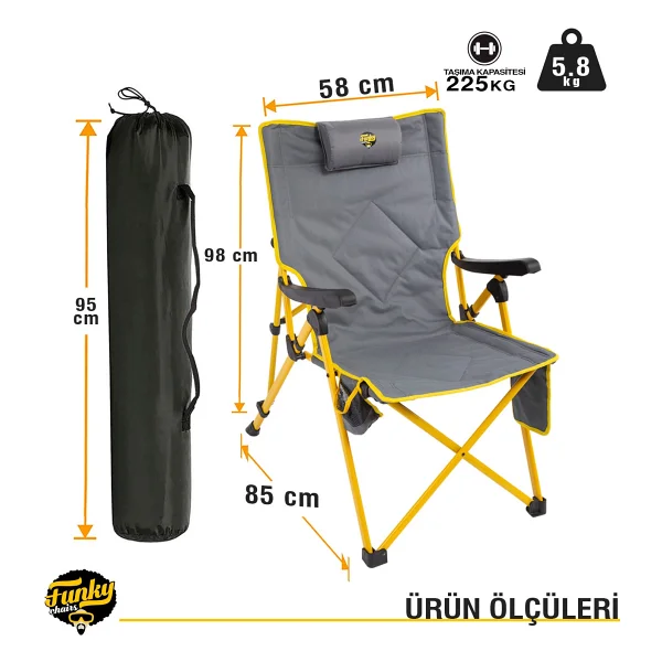 Funky Chairs Comfort Sarı Kamp Sandalyesi - Görsel 7