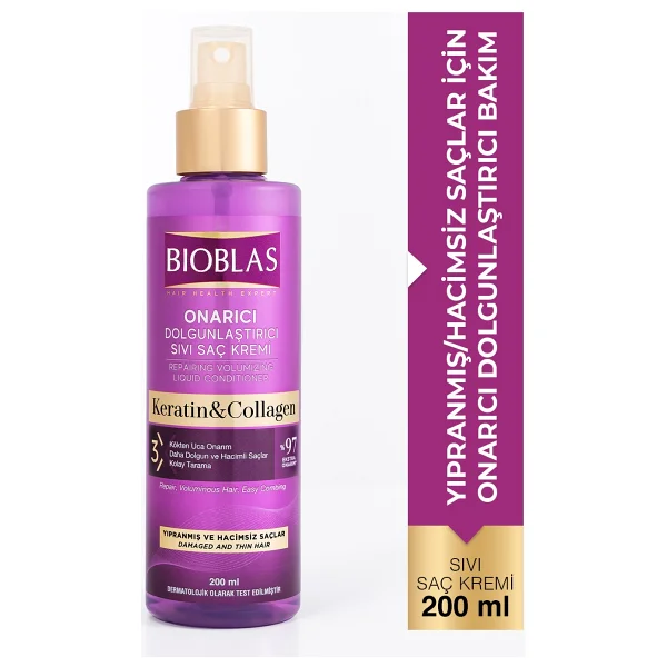 Bioblas Collagen & Keratin Onarıcı Dolgunlaştırıcı 200 Ml Sıvı Saç Kremi - Görsel 2
