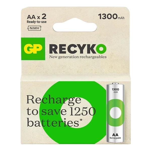Gp Recyko 1300 mAh 2'li Şarjlı Aa Kalem Pil - Görsel 5