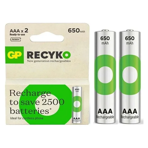 Gp Recyko 650 mAh 2'li Şarjlı Aaa İnce Kalem Pil - Görsel 4