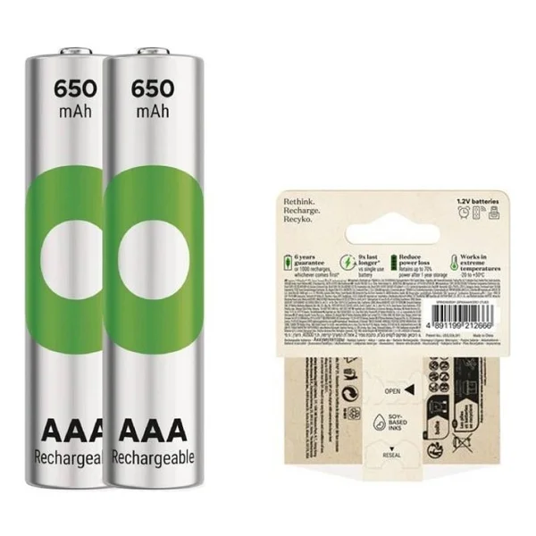 Gp Recyko 650 mAh 2'li Şarjlı Aaa İnce Kalem Pil - Görsel 6