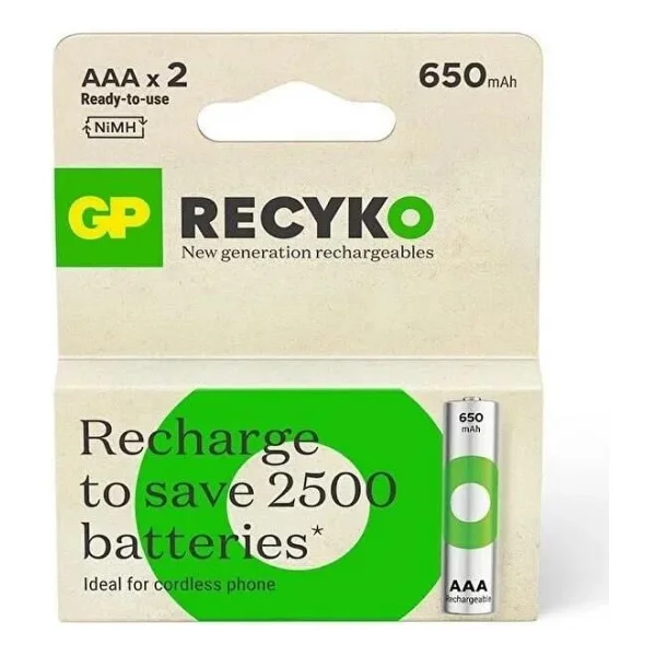 Gp Recyko 650 mAh 2'li Şarjlı Aaa İnce Kalem Pil - Görsel 7