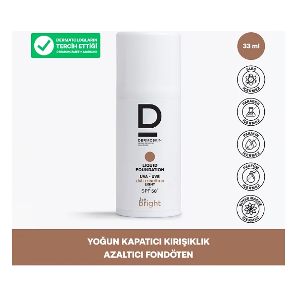 Dermoskin Be Bright Spf 50+ Light 33 Ml Likit Fondöten - Görsel 4