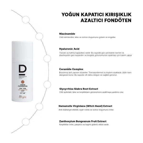 Dermoskin Be Bright Spf 50+ Light 33 Ml Likit Fondöten - Görsel 6