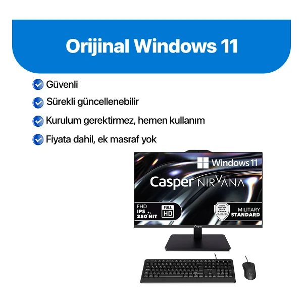 Casper Nirvana A80.1342-Av00a-V-S İ5-13420h 12 GB 500 GB SSD UHD Graphics 23.8" Full HD All İn One PC - Görsel 2