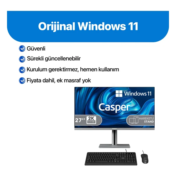 Casper Nirvana A87.210h-Dx00a-V-G Core 5 210h 32 GB 2 TB SSD Intel Graphics 27" Qhd All İn One PC - Görsel 2