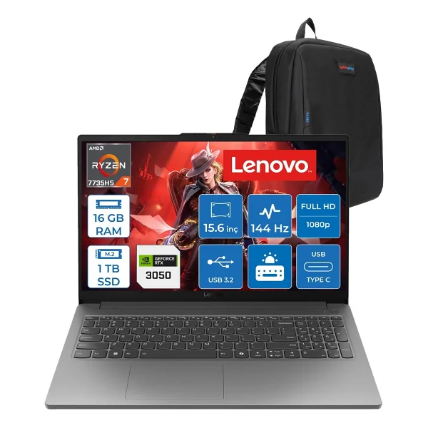Lenovo Loq Essential 15arp10 AMD Ryzen 7 7735hs 40gb 1tb SSD 6gb/Rtx3050/65w 15.6" FHD Ips 300nıts, 100% Srgb 144hz Windows 11 Pro Gaming Bilgisayar 83s00033trp14 + Zettaçanta - 1 TB - 40 GB - Görsel 8
