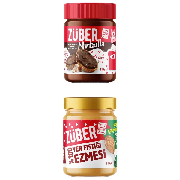 Züber Limited Edition Özel Paket (Nutzilla Kakaolu Fındık Kreması + %100 Yer Fıstığı Ezmesi) - Görsel 2