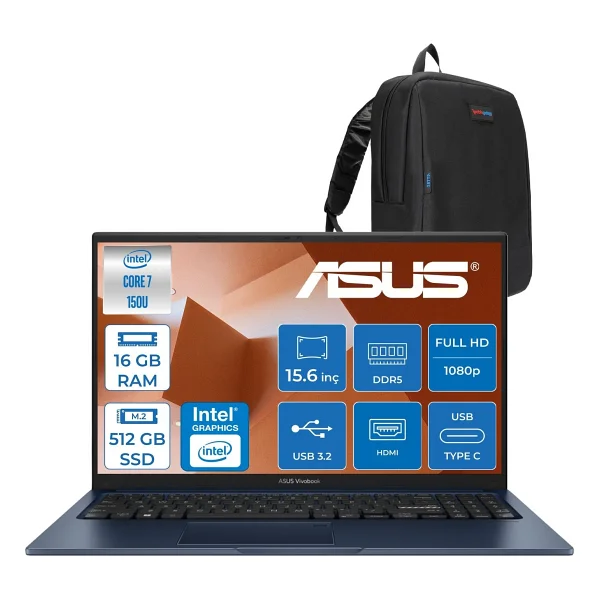 Asus Vivobook 15 Vivobook 15 (X1504va) Intel Coretm 7 150u 16gb DDR5 512gb SSD Intel Graphic GPU 15,6 Inç FHD (1920 X 1080) Freedos Taşınabilir Bilgisayar X1504va150uf02+Zettaçanta - 512 GB - 16 GB - Görsel 6