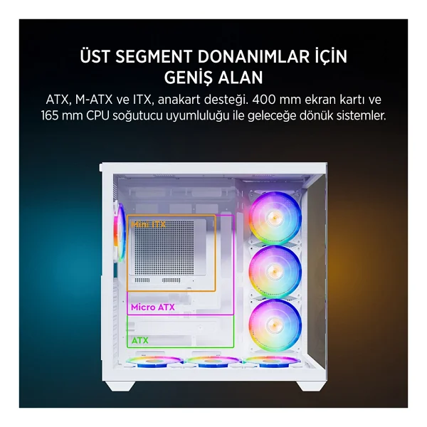 James Donkey Stark S801 Argb Fanlı Beyaz 650 W Atx Oyuncu Kasası - Görsel 2