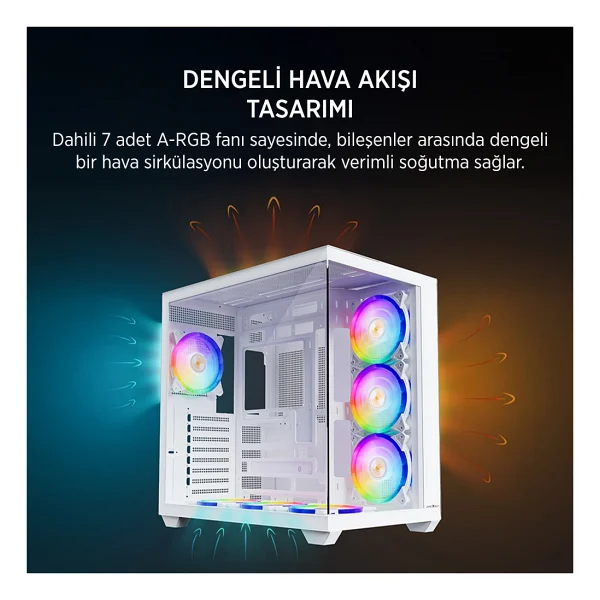 James Donkey Stark S801 Argb Fanlı Beyaz 650 W Atx Oyuncu Kasası - Görsel 3