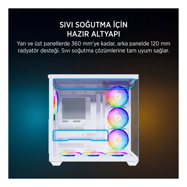 James Donkey Stark S801 Argb Fanlı Beyaz 650 W Atx Oyuncu Kasası - Görsel 4