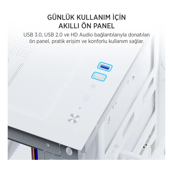 James Donkey Stark S801 Argb Fanlı Beyaz 650 W Atx Oyuncu Kasası - Görsel 6
