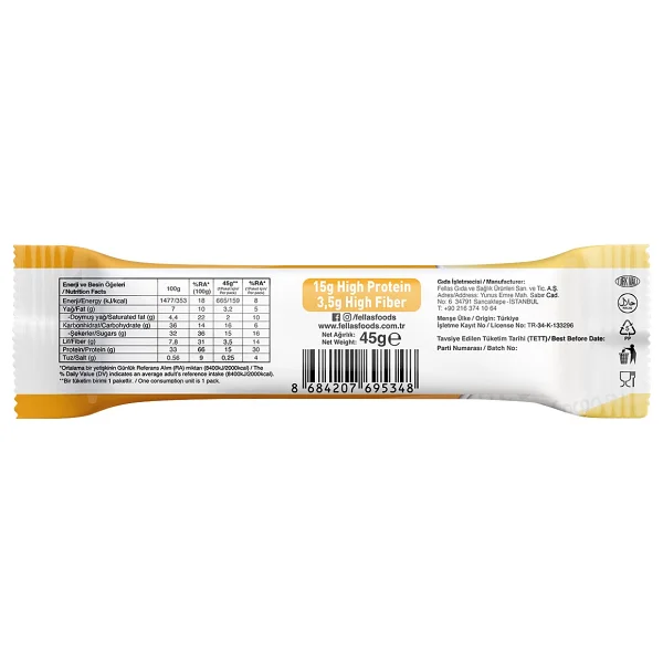 Fellas Yüksek Protein Bar - Muzlu 45 G X 12 Adet - Görsel 7