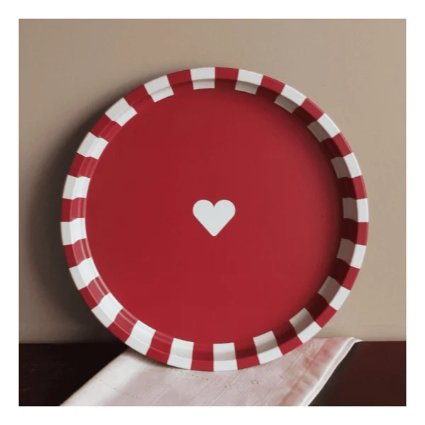 Sarkap Home 34 Cm Bordo Kalpli Metal Tepsi - Görsel 2
