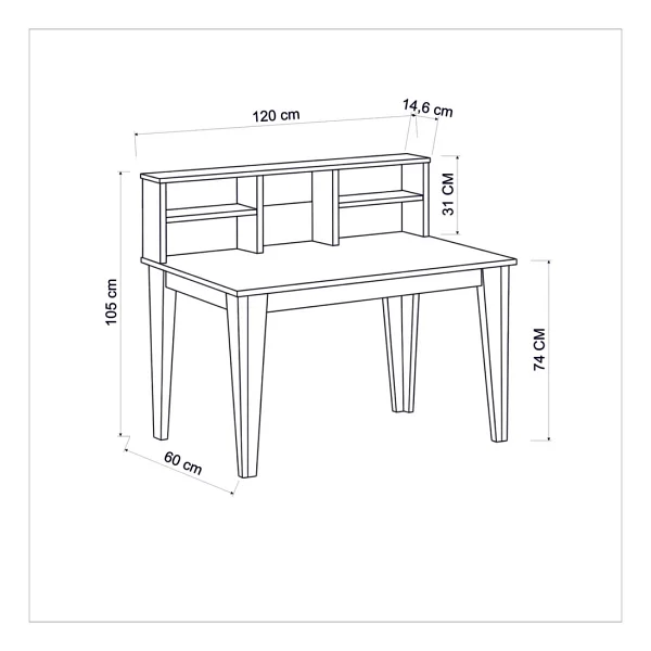 Betroya Şimal Plus Antrasit Kemençe Çalışma Masası - 123 X 60 - Kahverengi - Görsel 2