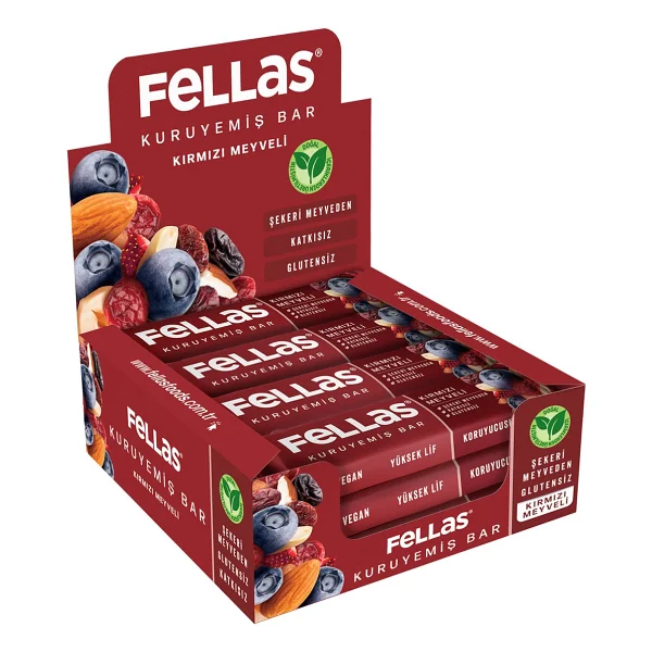 Fellas Kırmızı Meyveli Kuruyemiş Bar 12x30 Gr - Görsel 2