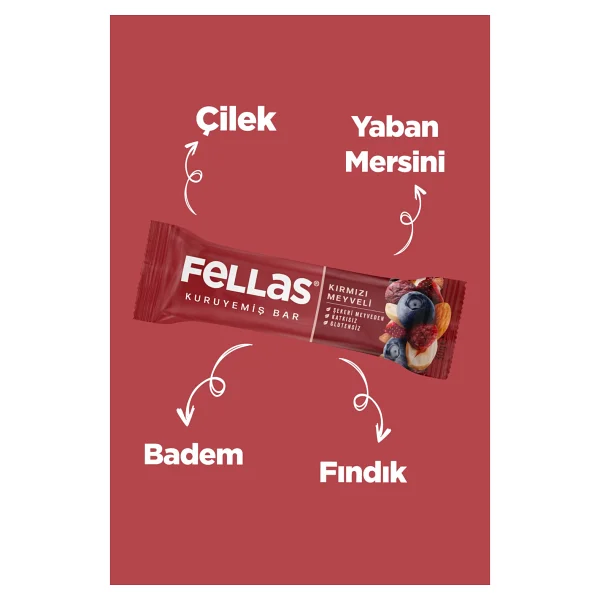 Fellas Kırmızı Meyveli Kuruyemiş Bar 12x30 Gr - Görsel 4