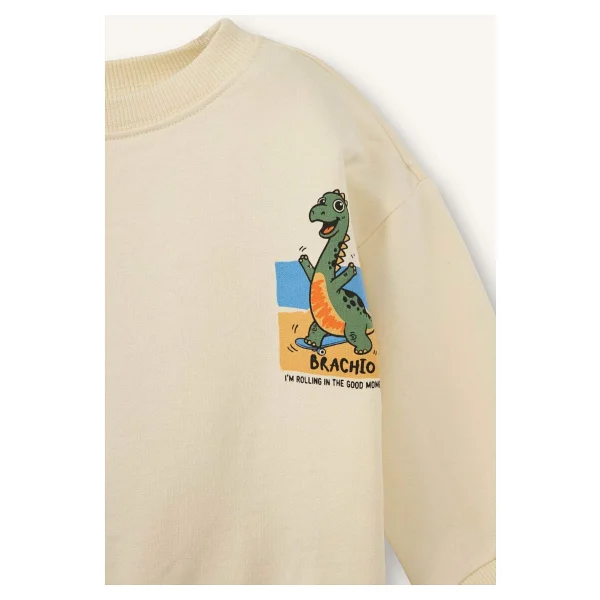 Defacto Oversize Sırt Baskılı Sweatshirt Erkek Bebek G7485a526sp - Ekru-Er78 - 12 - 18 Ay - Görsel 5