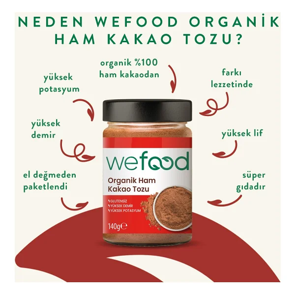 Wefood Organik Ham Kakao Tozu 140 Gr - Görsel 2