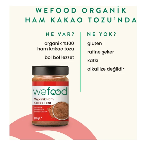 Wefood Organik Ham Kakao Tozu 140 Gr - Görsel 3