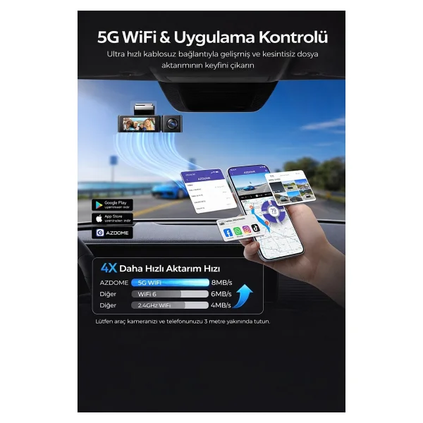 Azdome M550 Pro 3 Kameralı Araç Kamerası Seti - Görsel 8