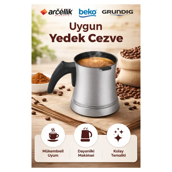 Arçelik K 3190 Türk Kahve Makinesi Cezvesi(2adet) Ve Ölçek Kaşığı - Görsel 3
