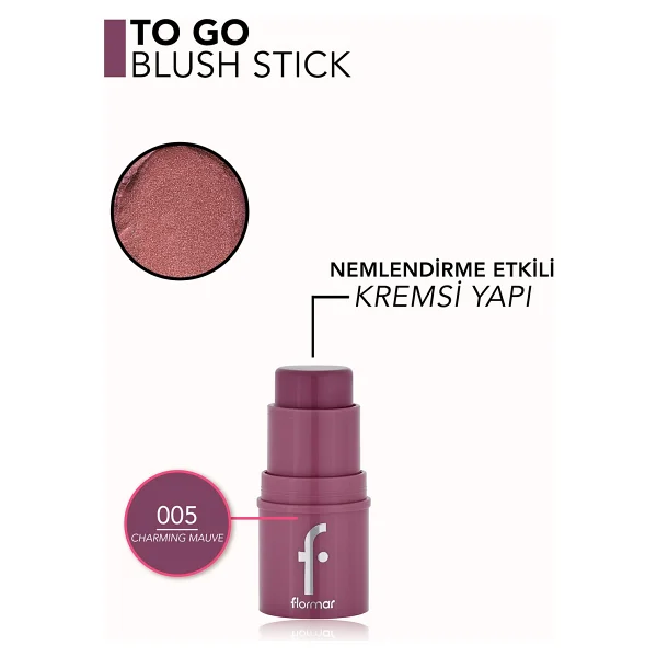 Flormar To Go Nemlendirici & Işıltılı Kremsi 005 Charming Mauve Stick Allık - Görsel 3
