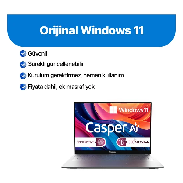 Casper Nirvana S100.255h-Df00a-G-F Ultra 7 255h 32 GB 1 TB Arc 140t 16" Wuxga Notebook - Görsel 2