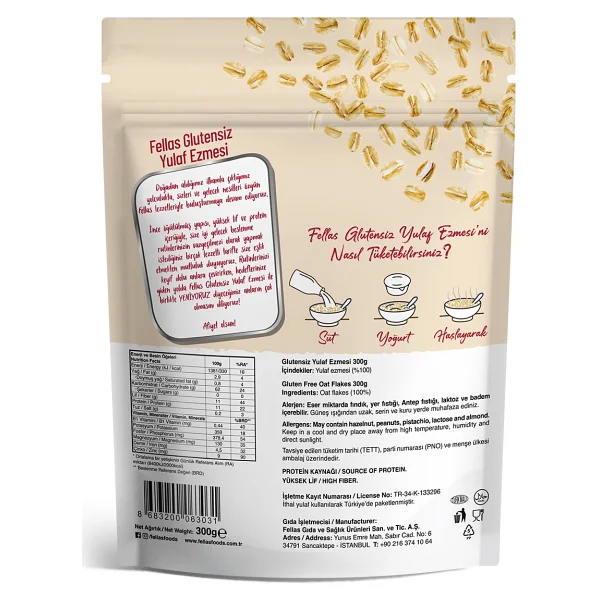 Fellas Glutensiz Yulaf Ezmesi 300 Gr - Görsel 8