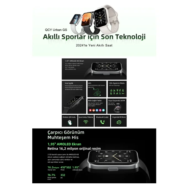 Qcy Urban Gs Beyaz Akıllı Saat - Görsel 3