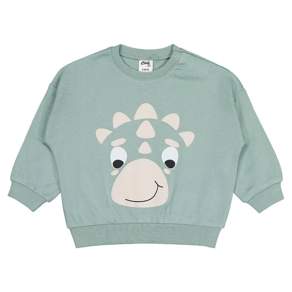 Civil Baby Dinozor Baskılı 6-18 Ay Sweatshirt - Yeşil 6-9 Ay - Görsel 4