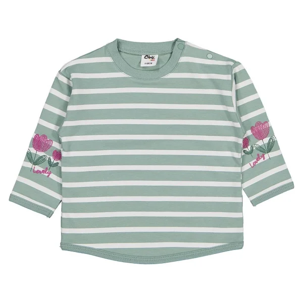 Civil Baby Çizgi Emp. Çiçek Nakışlı 6-18 Ay Sweatshirt - Yeşil 12-18 Ay - Görsel 2