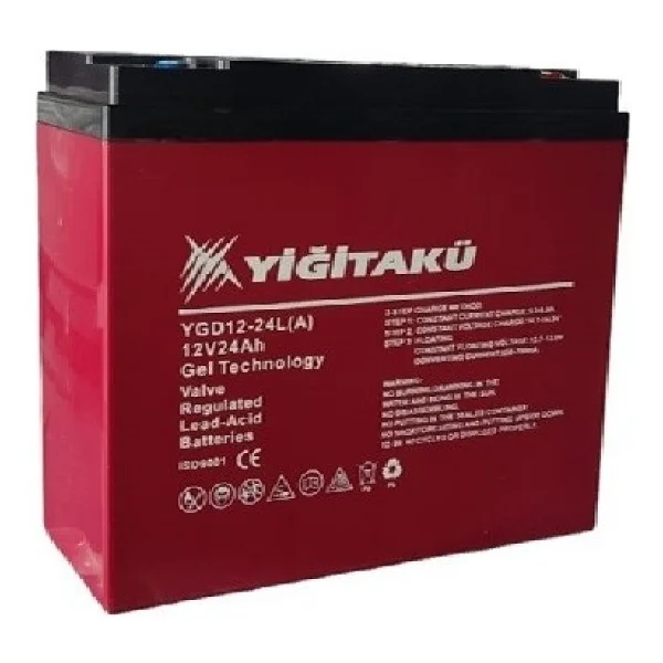 Yiğit Akü 12 Volt 24 Amper (24ah) Dik Elekrikli Bisiklet Aküsü 2026 Üretim Jel Akü Ebatlar: 169x179x78mm - Görsel 2