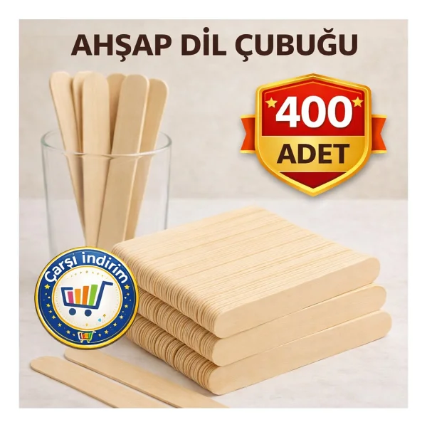 Nistabolje 400 Adet Abeslang Genis Dil Cubugu Ahsap Buyuk Dondurma Dil Basma Cubugu - Görsel 8