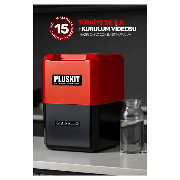 Pluskit 15 Aşamalı Avrupai Musluklu 8 L Çelik Tanklı Su Arıtma Cihazı Kırmızı - Görsel 7