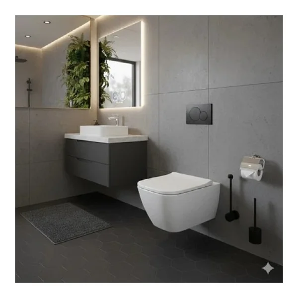 Geberit Smyle Square Rimfree Soft Asma Klozet Ve Kapak, Beyaz - Görsel 3