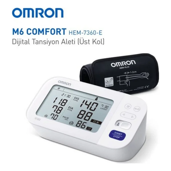 Omron M6 Comfort Afib HEM-7380-E Koldan Dijital Tansiyon Aleti + Omron Gentle Temp 521 Kulaktan Ateş Ölçer - Görsel 5