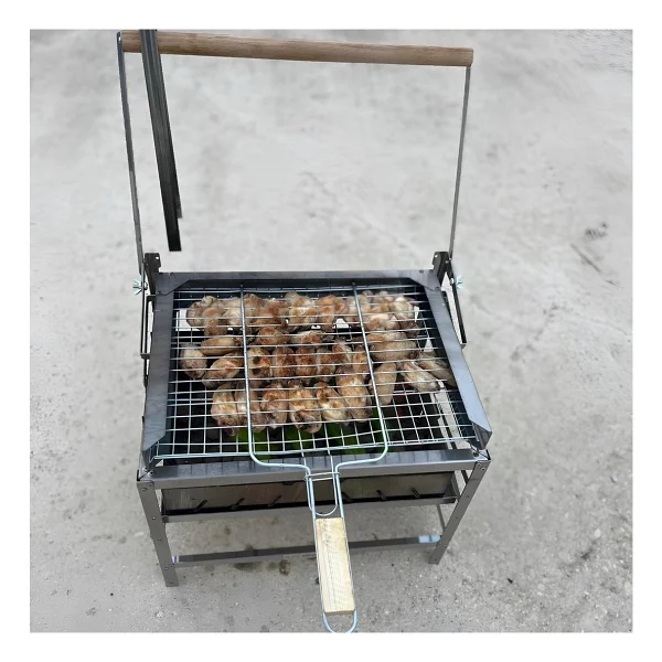 Teknomangal Ph302 Hareketli Mangal Paslanmaz Çelik 40x30 Cm Izgara Telli - 40 X 30 Cm - Görsel 3
