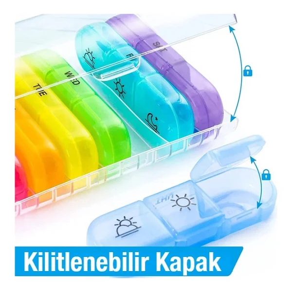 Ally Taşınabilir 7 Günlük Haftalık Hap İlaç Vitamin Saklama Kutusu Kabı-(5775) - Görsel 4