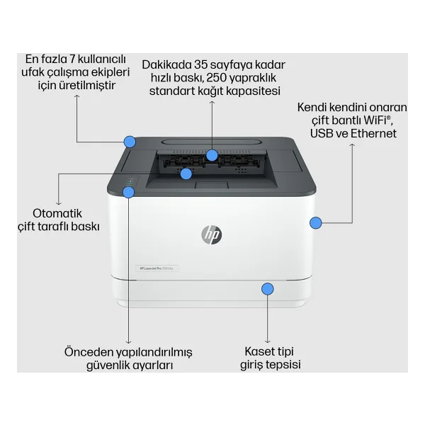 Hp Laserjet Pro 3003dw 3g654a Wi-Fi Mono Lazer Yazıcı - Görsel 6