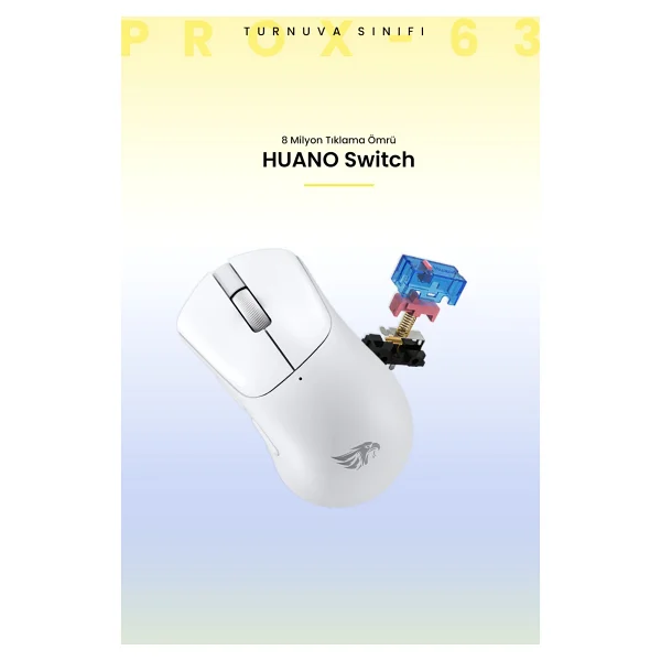 Gameagle Prox-63 Beyaz Şarjlı Optik Kablolu/Kablosuz Oyuncu Mouse - Görsel 4