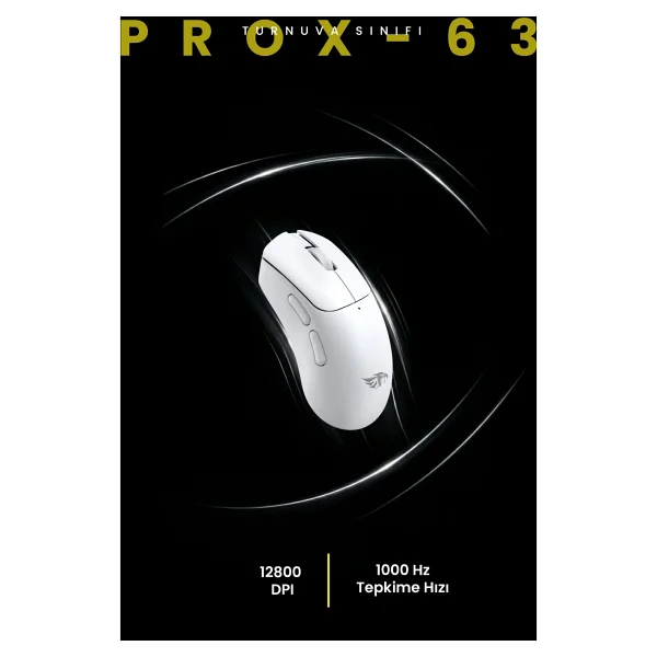 Gameagle Prox-63 Beyaz Şarjlı Optik Kablolu/Kablosuz Oyuncu Mouse - Görsel 6